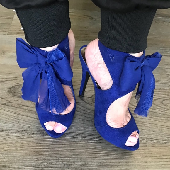 Mix No. 6 Shoes - Royal Blue Bow Heels